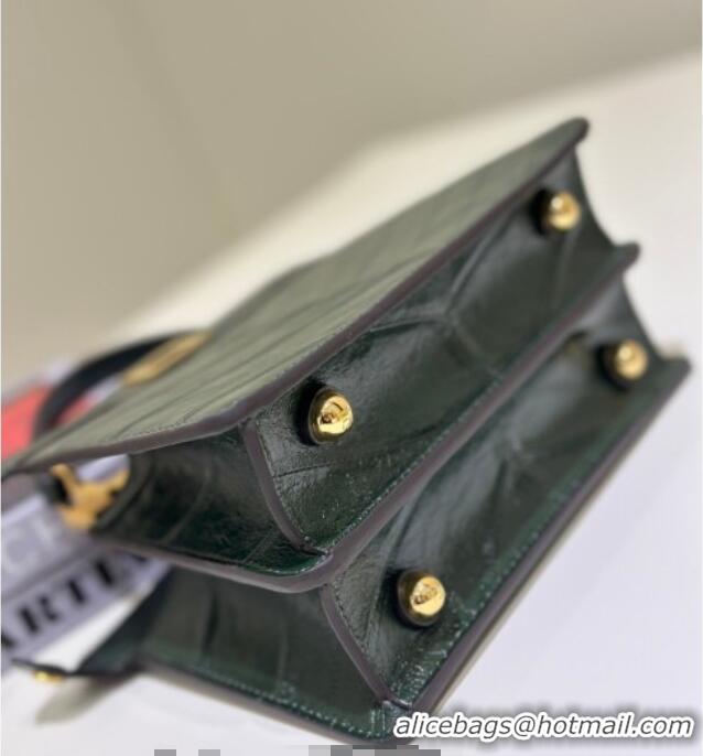 Well Crafted Fendi Peekaboo ISeeU Petite Bag in Shiny Chevron Eel Embossed Leather 8701 Green 2026