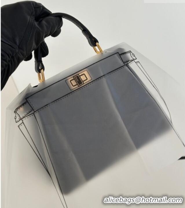 Discount Fendi Peekaboo ISeeU Petite Bag in Shiny Chevron Eel Embossed Leather 8701 Black 2026