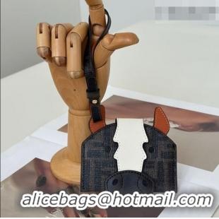 Good Quality Fendi Best Friends Forever Card Case in FF Fabric and Brown Leather Horse-Head F66816 2026