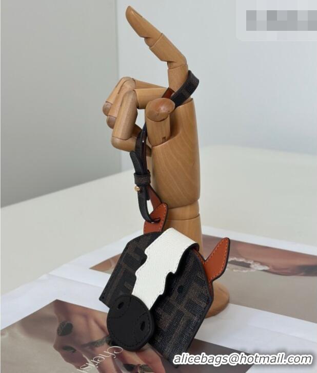 Good Quality Fendi Best Friends Forever Card Case in FF Fabric and Brown Leather Horse-Head F66816 2026