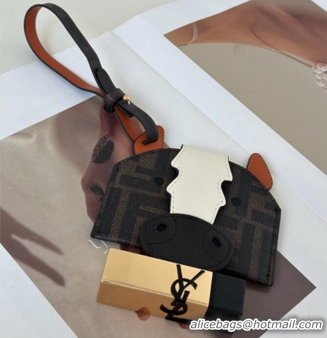 Good Quality Fendi Best Friends Forever Card Case in FF Fabric and Brown Leather Horse-Head F66816 2026