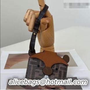 Shop Perfect Fendi Best Friends Forever Card Case in FF Fabric and Brown Leather Squirrel-Head F66816 2026
