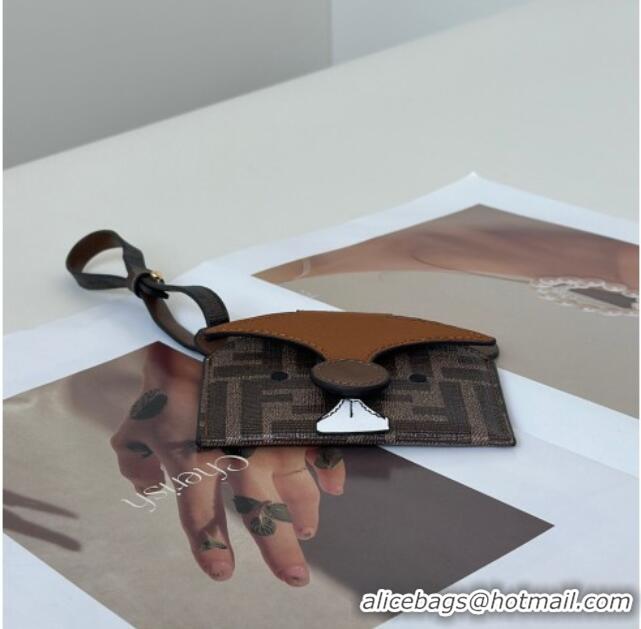 Shop Perfect Fendi Best Friends Forever Card Case in FF Fabric and Brown Leather Squirrel-Head F66816 2026