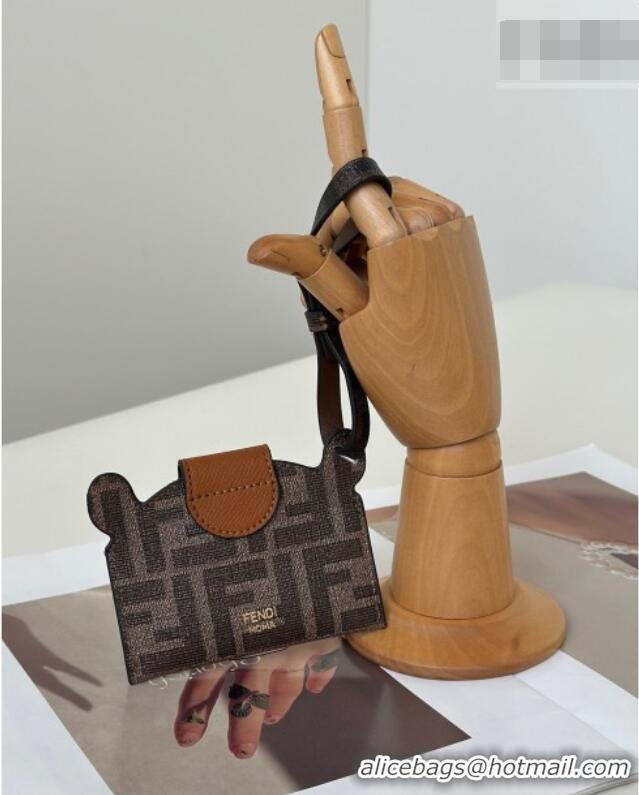 Shop Perfect Fendi Best Friends Forever Card Case in FF Fabric and Brown Leather Squirrel-Head F66816 2026
