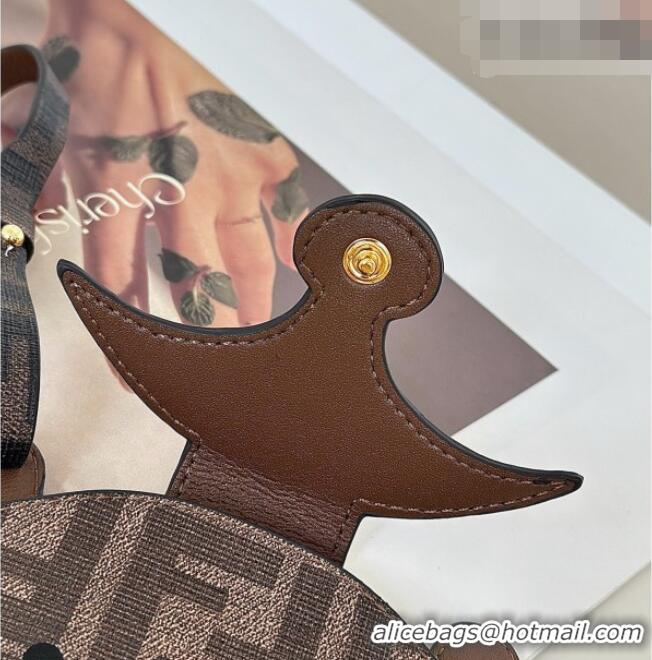 Shop Perfect Fendi Best Friends Forever Card Case in FF Fabric and Brown Leather Squirrel-Head F66816 2026