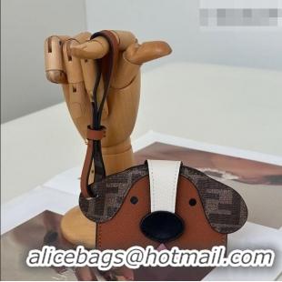 Trendy Design Fendi Best Friends Forever Card Case in FF Fabric and Brown Leather Dog-head F66816 2026
