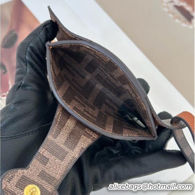 Trendy Design Fendi Best Friends Forever Card Case in FF Fabric and Brown Leather Dog-head F66816 2026
