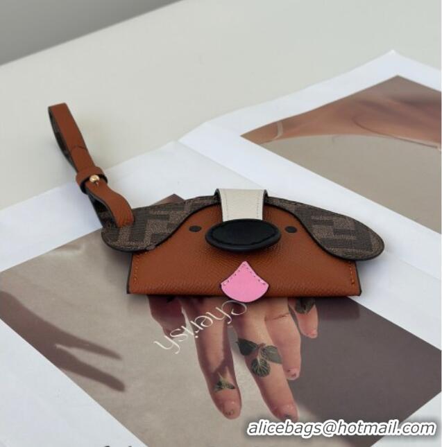 Trendy Design Fendi Best Friends Forever Card Case in FF Fabric and Brown Leather Dog-head F66816 2026