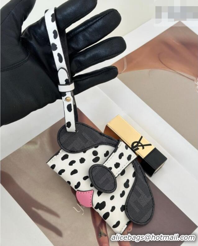 Cheap Fendi Best Friends Forever Card Case in FF Fabric and White and Black Dot Leather Dog-Head F66816 2026