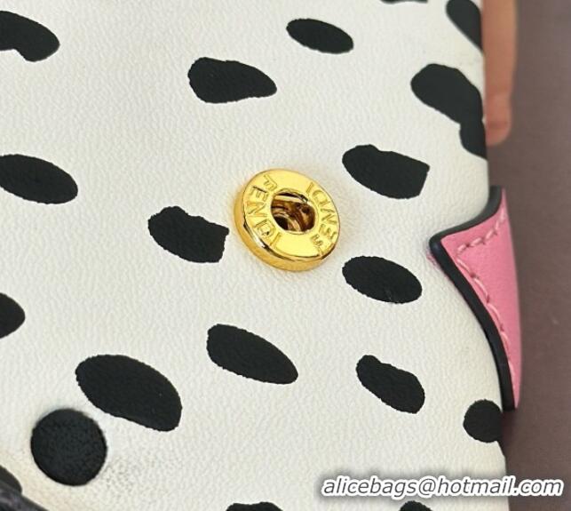 Cheap Fendi Best Friends Forever Card Case in FF Fabric and White and Black Dot Leather Dog-Head F66816 2026