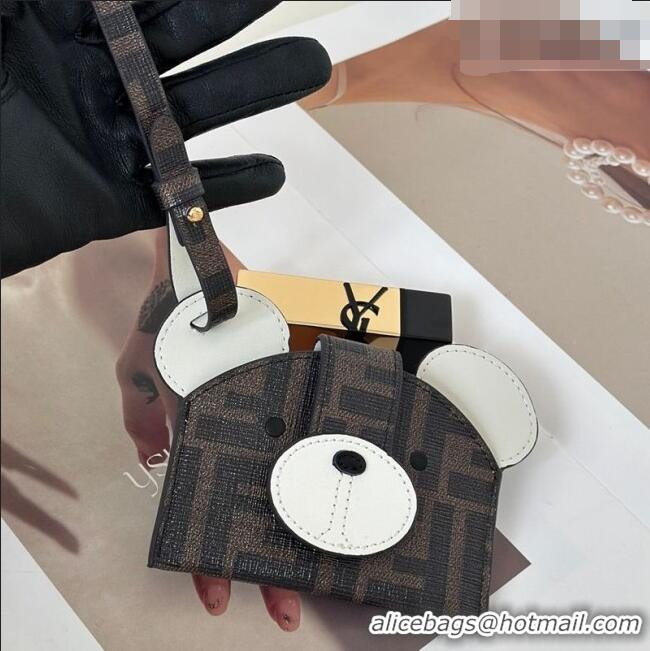 Top Quality Fendi Best Friends Forever Card Case in FF Fabric and White Leather 66816 Teddy Bear 2026