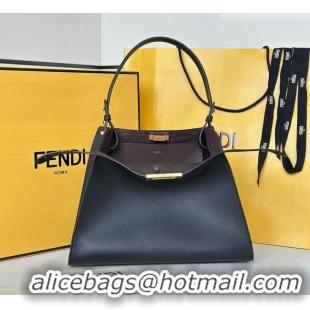 Big Discount Fendi Way Medium Leather and Chocolate Suede Bag 368 Black 2026 Top