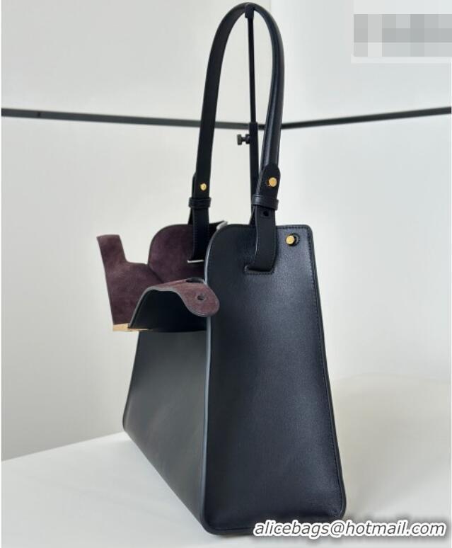 Big Discount Fendi Way Medium Leather and Chocolate Suede Bag 368 Black 2026 Top