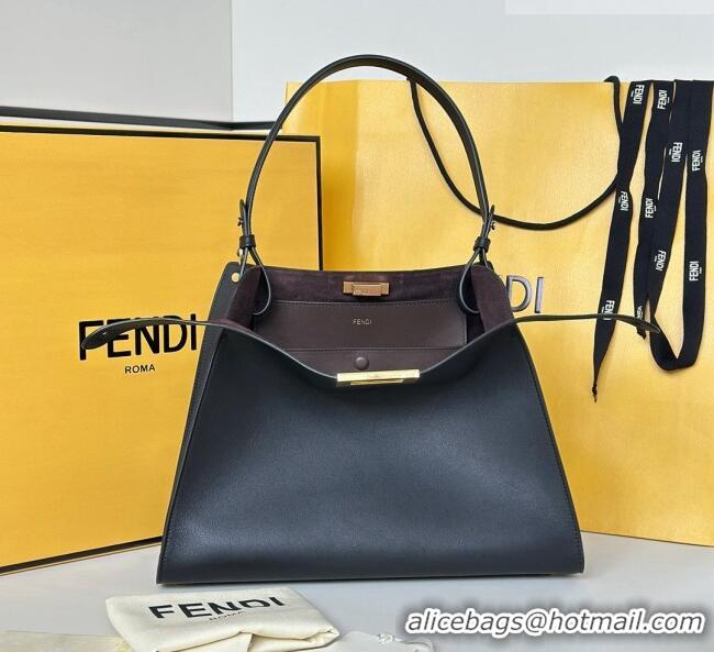 Big Discount Fendi Way Medium Leather and Chocolate Suede Bag 368 Black 2026 Top