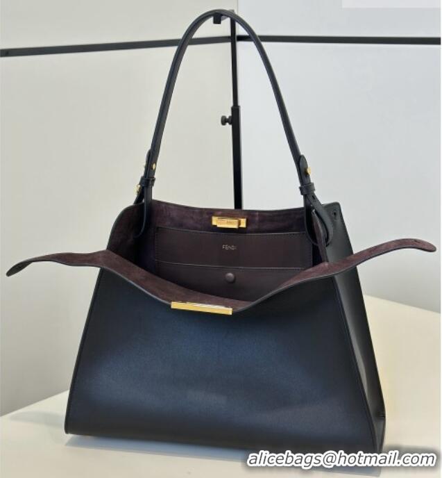 Big Discount Fendi Way Medium Leather and Chocolate Suede Bag 368 Black 2026 Top