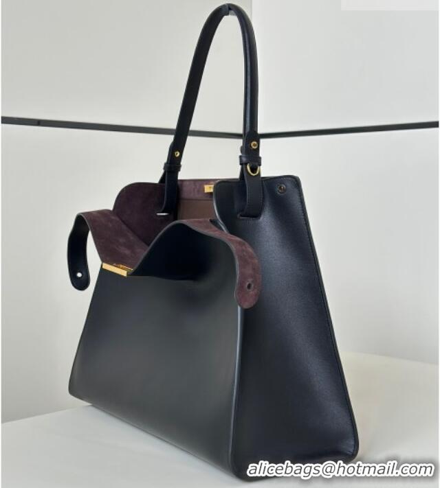 Best Discount Fendi Way Large Black Leather and Chocolate Suede Bag 369 2026 Top