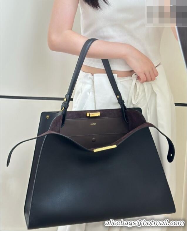 Best Discount Fendi Way Large Black Leather and Chocolate Suede Bag 369 2026 Top