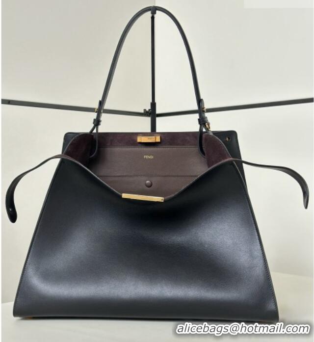 Best Discount Fendi Way Large Black Leather and Chocolate Suede Bag 369 2026 Top