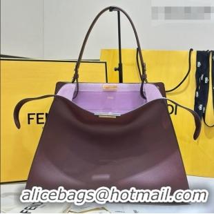 Well Crafted Fendi Way Large Dark Brown Leather and Violet Suede Bag 369 2026 Top