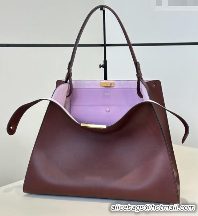 Well Crafted Fendi Way Large Dark Brown Leather and Violet Suede Bag 369 2026 Top