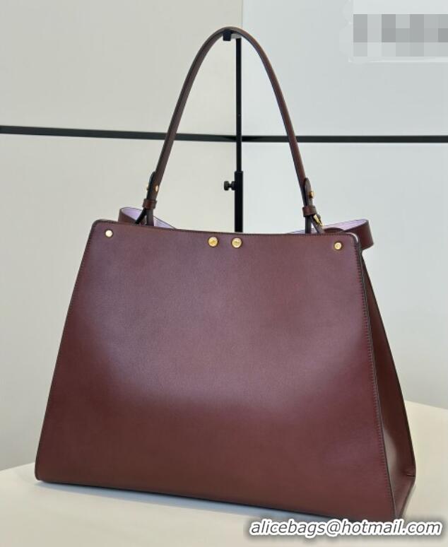 Well Crafted Fendi Way Large Dark Brown Leather and Violet Suede Bag 369 2026 Top