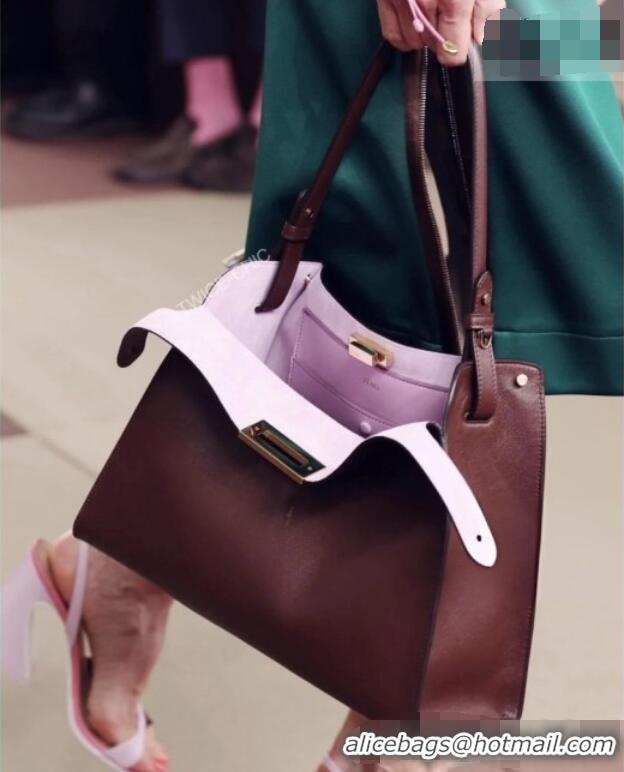 Well Crafted Fendi Way Large Dark Brown Leather and Violet Suede Bag 369 2026 Top
