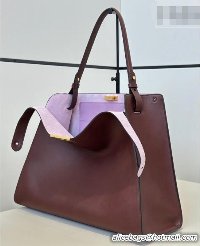 Well Crafted Fendi Way Large Dark Brown Leather and Violet Suede Bag 369 2026 Top