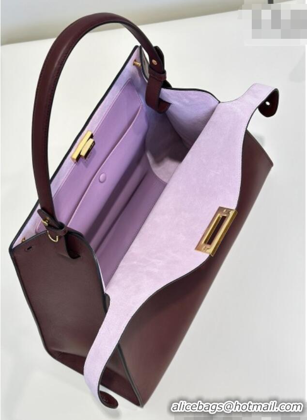Well Crafted Fendi Way Large Dark Brown Leather and Violet Suede Bag 369 2026 Top
