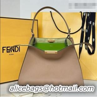 Free Shipping Fendi Way Medium Light Brown Leather and Green Suede Bag 368 2026 Top