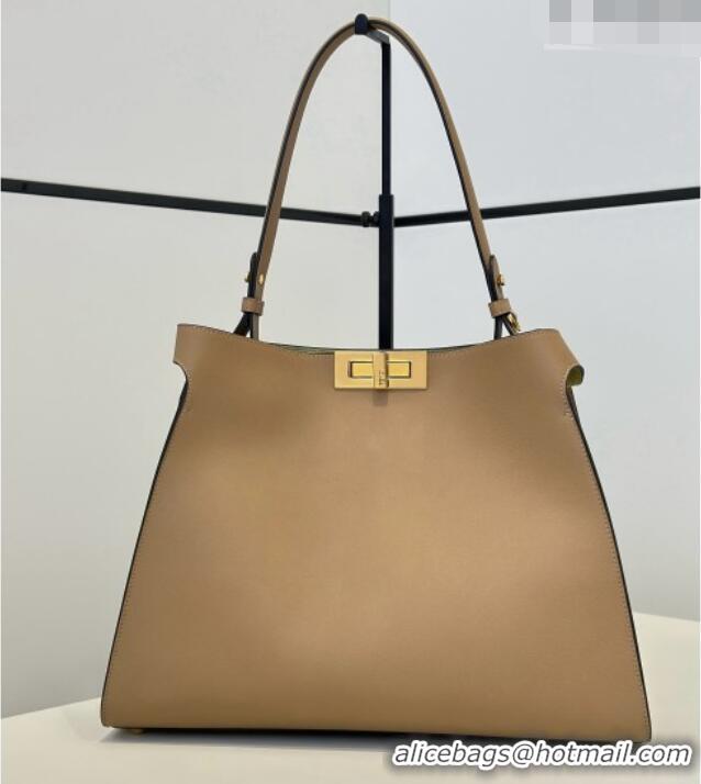 Free Shipping Fendi Way Medium Light Brown Leather and Green Suede Bag 368 2026 Top