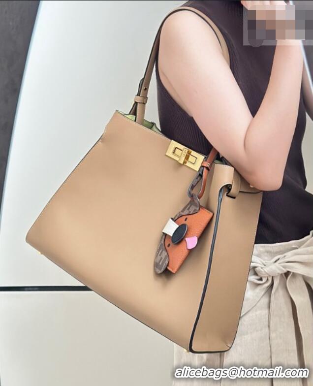 Free Shipping Fendi Way Medium Light Brown Leather and Green Suede Bag 368 2026 Top