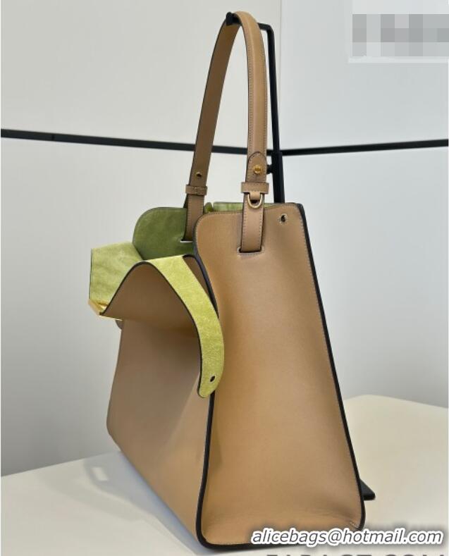 Best Product Fendi Way Large Light Brown Leather and Green Suede Bag 369 2026 Top