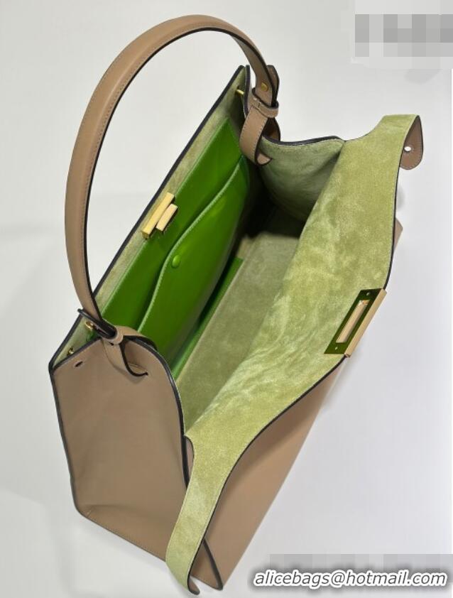 Best Product Fendi Way Large Light Brown Leather and Green Suede Bag 369 2026 Top