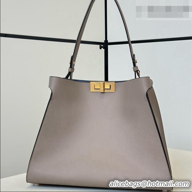 New Design Fendi Way Medium Dove Grey Leather and Blue Suede Bag 368 2026 Top