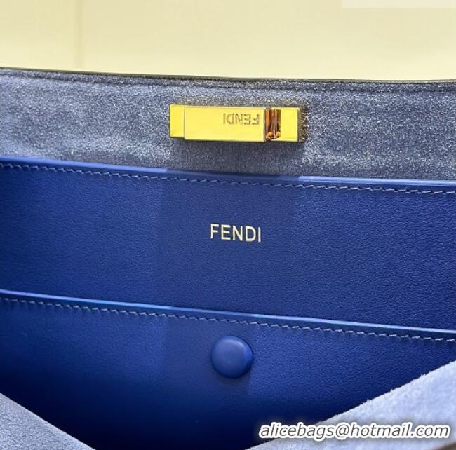 New Design Fendi Way Medium Dove Grey Leather and Blue Suede Bag 368 2026 Top