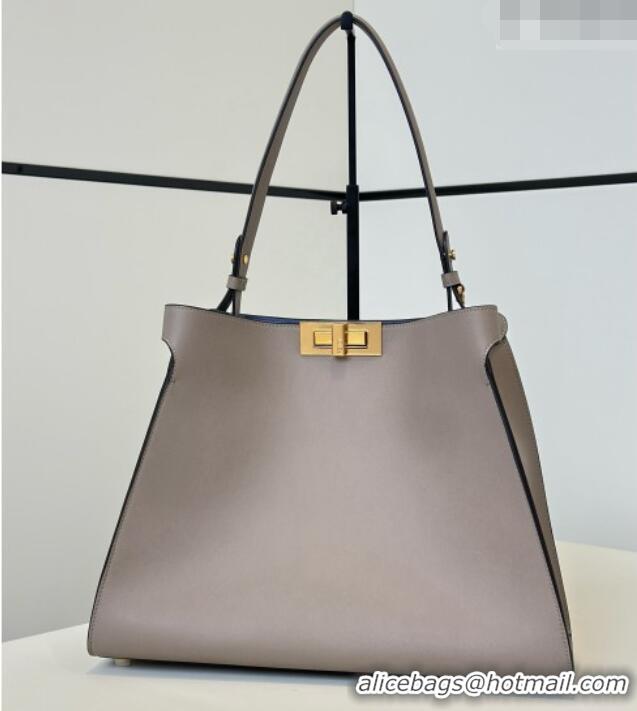 New Design Fendi Way Medium Dove Grey Leather and Blue Suede Bag 368 2026 Top