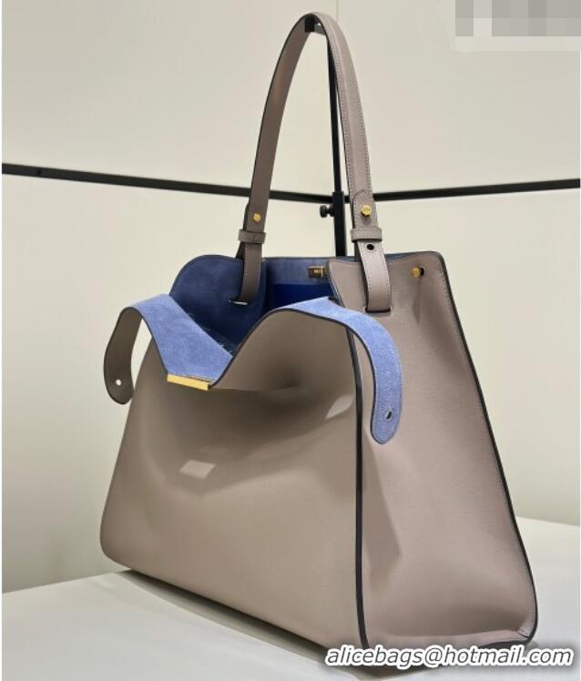 Market Sells Fendi Way Large Dove Grey Leather and Blue Suede Bag 369 2026 Top