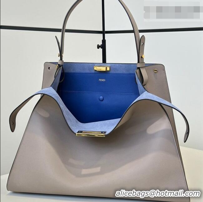 Market Sells Fendi Way Large Dove Grey Leather and Blue Suede Bag 369 2026 Top