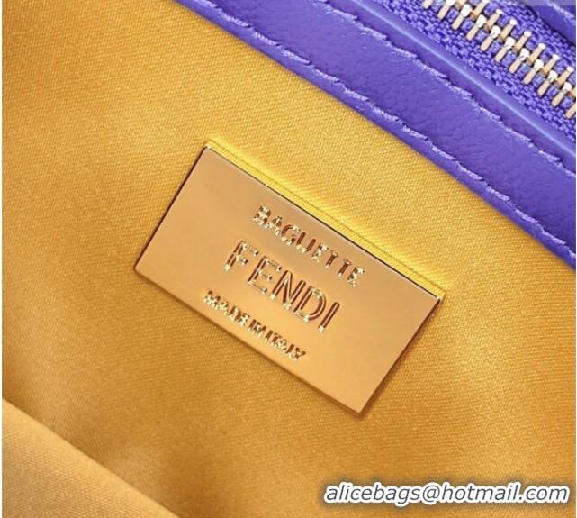 New Fashion Fendi Baguette Medium bag Embroidered with Sequins 8601 Purple 2026 Top