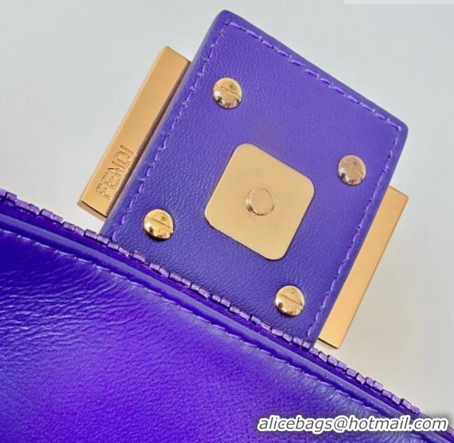 New Fashion Fendi Baguette Medium bag Embroidered with Sequins 8601 Purple 2026 Top