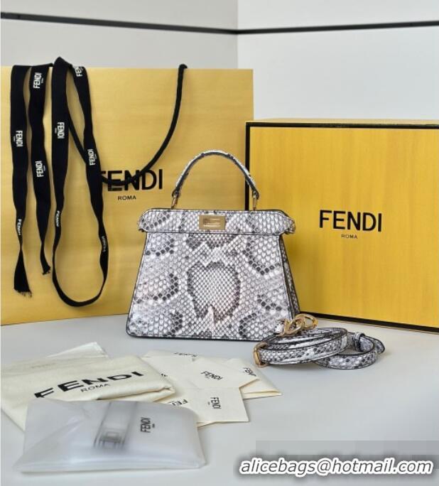 Famous Brand Fendi Peekaboo ISeeU Petite Bag in Python Leather 80062A Grey 2026 Top