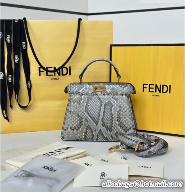 Well Crafted Fendi Peekaboo ISeeU Petite Bag in Python Leather 80062 Grey 2026 Top