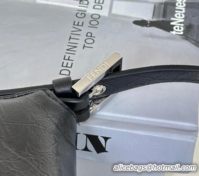 Modern Discount Fendi Baguette® 26424 Crackled Black Leather Bag 8709 2026 Top