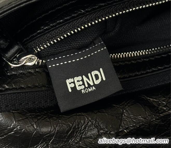 Modern Discount Fendi Baguette® 26424 Crackled Black Leather Bag 8709 2026 Top
