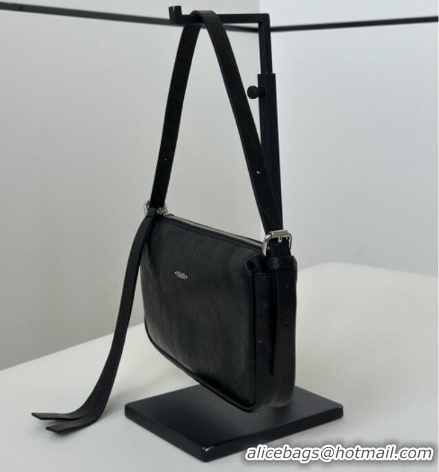 New Promotional Fendi Small Zip Top Bag in Crackled Black Leather bag 8716 2026 Top