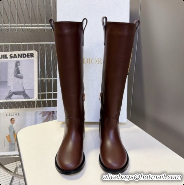 Best Price Dior Diorly Boot in Chocolate Brown Shiny Calfskin D091139 2026
