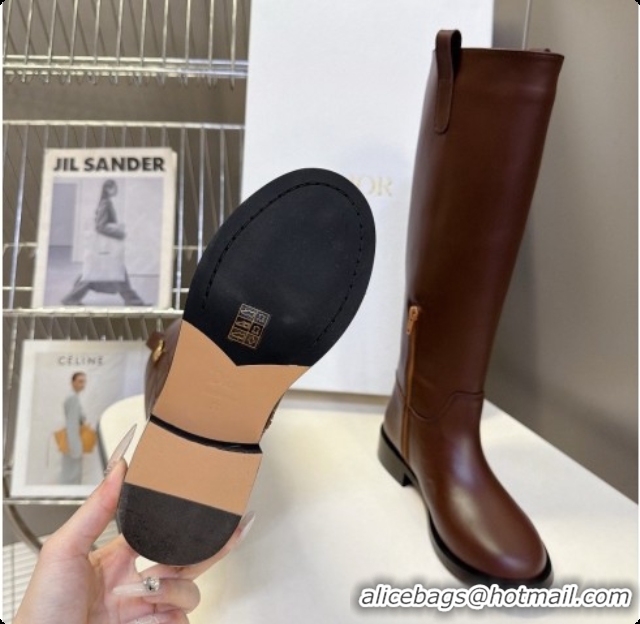 Best Price Dior Diorly Boot in Chocolate Brown Shiny Calfskin D091139 2026