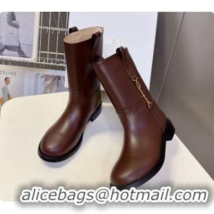 Buy Discount Dior Diorly Ankle Boot in Chocolate Brown Shiny Calfskin D091140 2026