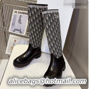 Good Quality Dior Dentelle Boot in Black Calfskin & Dior Oblique Jacquard and White Lace 6091142 2026