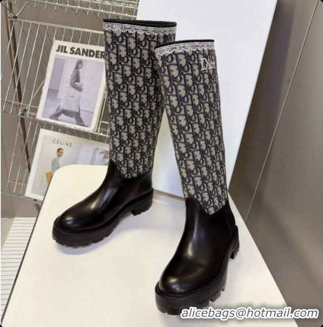 Good Quality Dior Dentelle Boot in Black Calfskin & Dior Oblique Jacquard and White Lace 6091142 2026